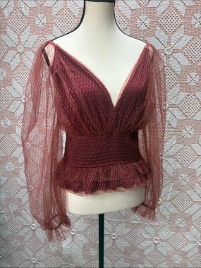 Anthropologie Lace Peplum Blouse Size M